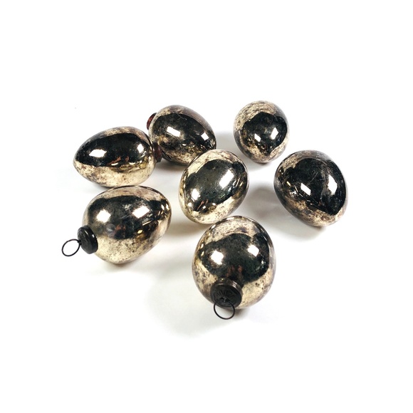 Set of Seven Antiqued Glass Ornaments - Picture 3 of 3